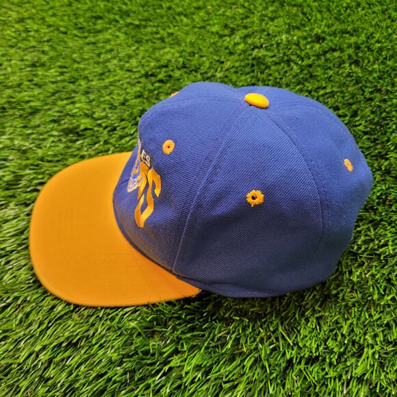 LA Rams Snapback Hat Flat Brim Retro Style Football Cap Blue Yellow - Picture 2 of 7